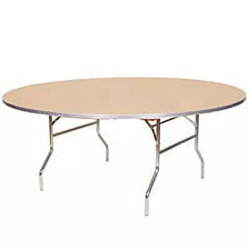 72 WFT Series Russian Birch Wood Round Table - Metal Edge Durable Design