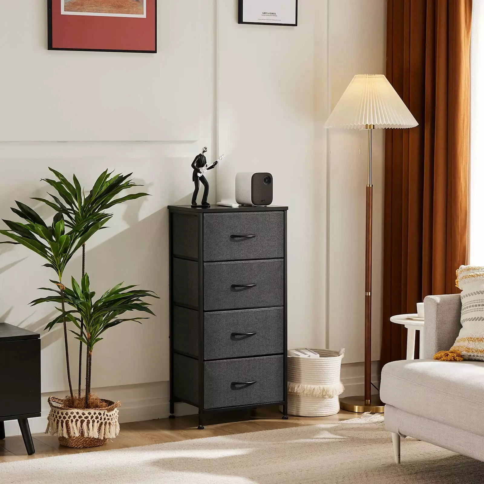 Drawers Dresser Chest Drawers Metal Frame and Wood Top Gray - 4 Drawer Storage Unit Bedroom, Living Room ANCEL