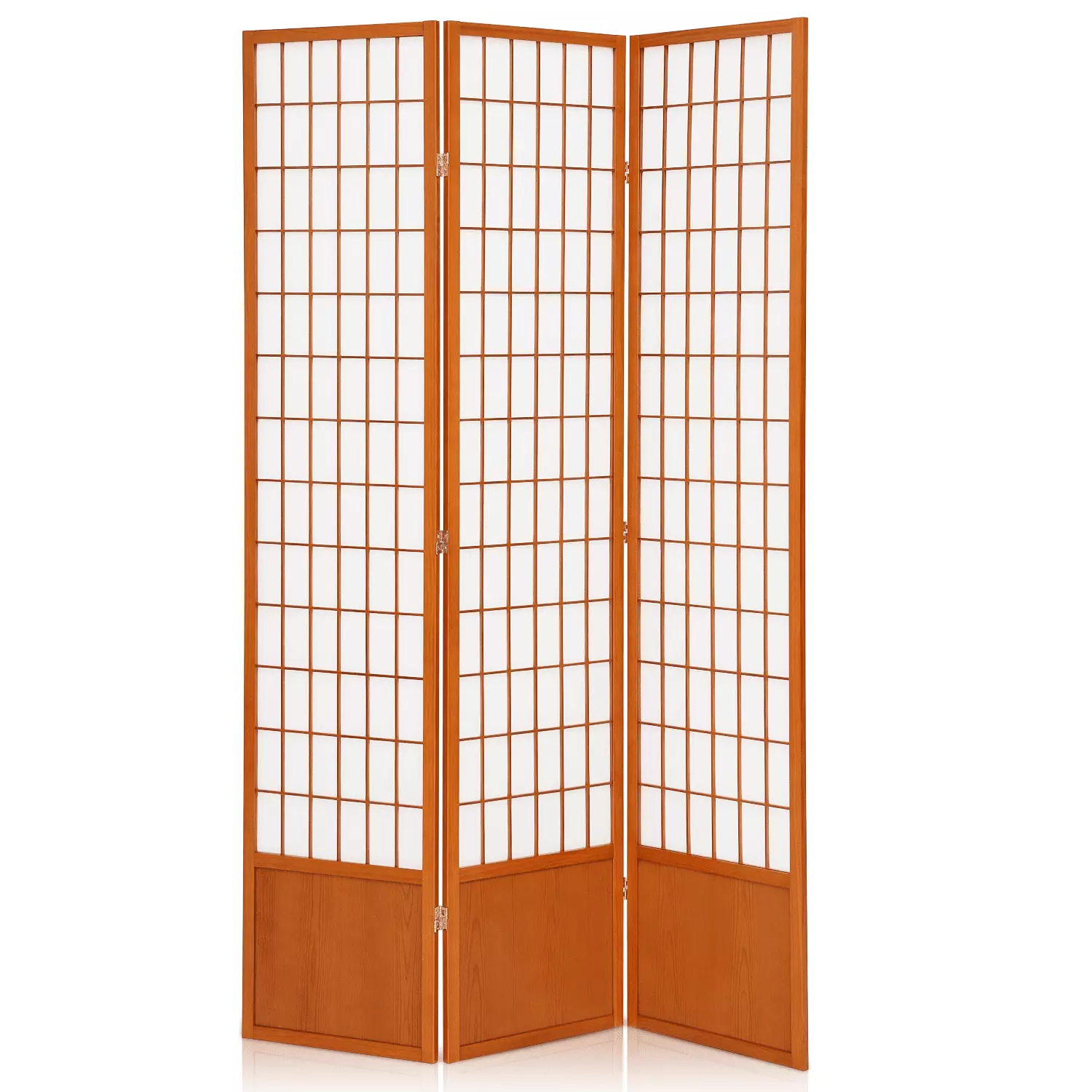 MoNiBloom 3 Panel Foldable Wood Room Divider 6.5 ft Tall Partition Wall Freestanding Privacy Screen Dining Room Walnut