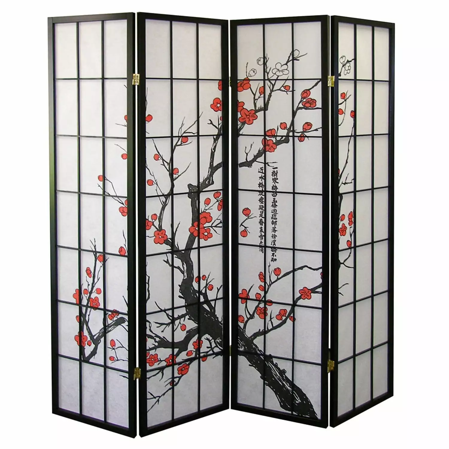 ORE International 4 Panel Room Divider Plum Blossom