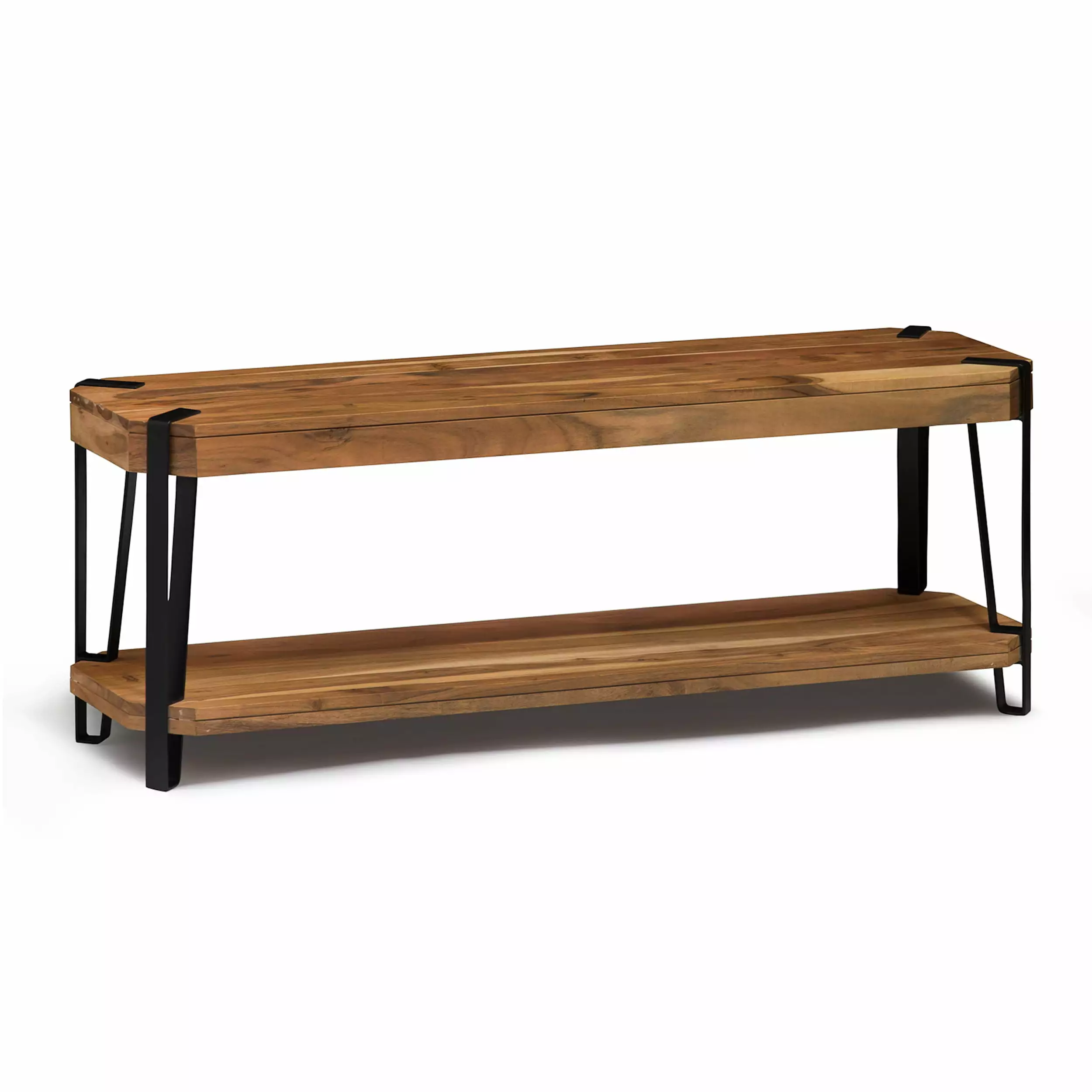 Ryegate Natural Solid Wood and Metal 48 Inch Bench Entryway or Dining Benches Alaterre