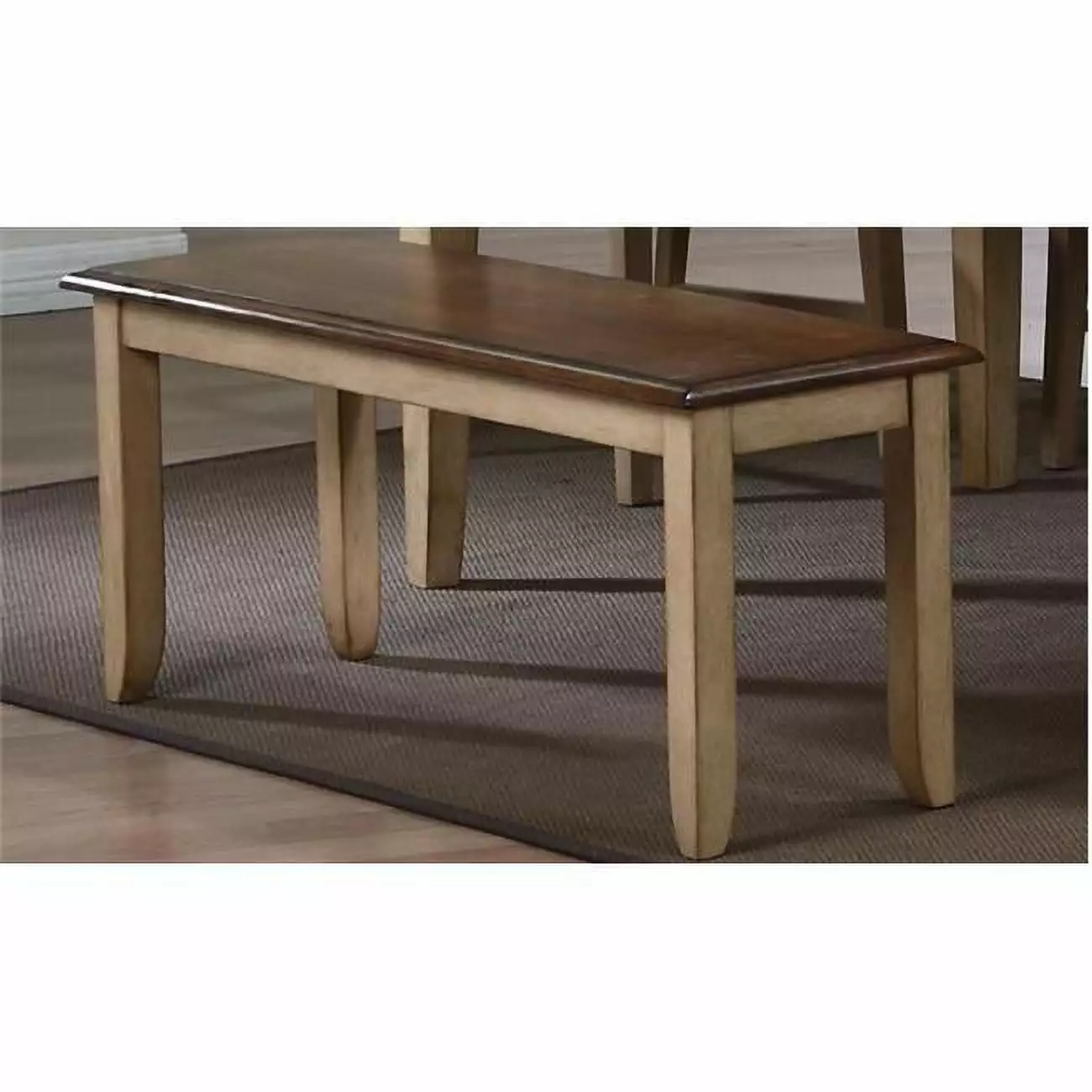 Brook Bench Wheat Pecan Seat - Simple Wooden Bench Dining or Entryway Benches Fine-Line