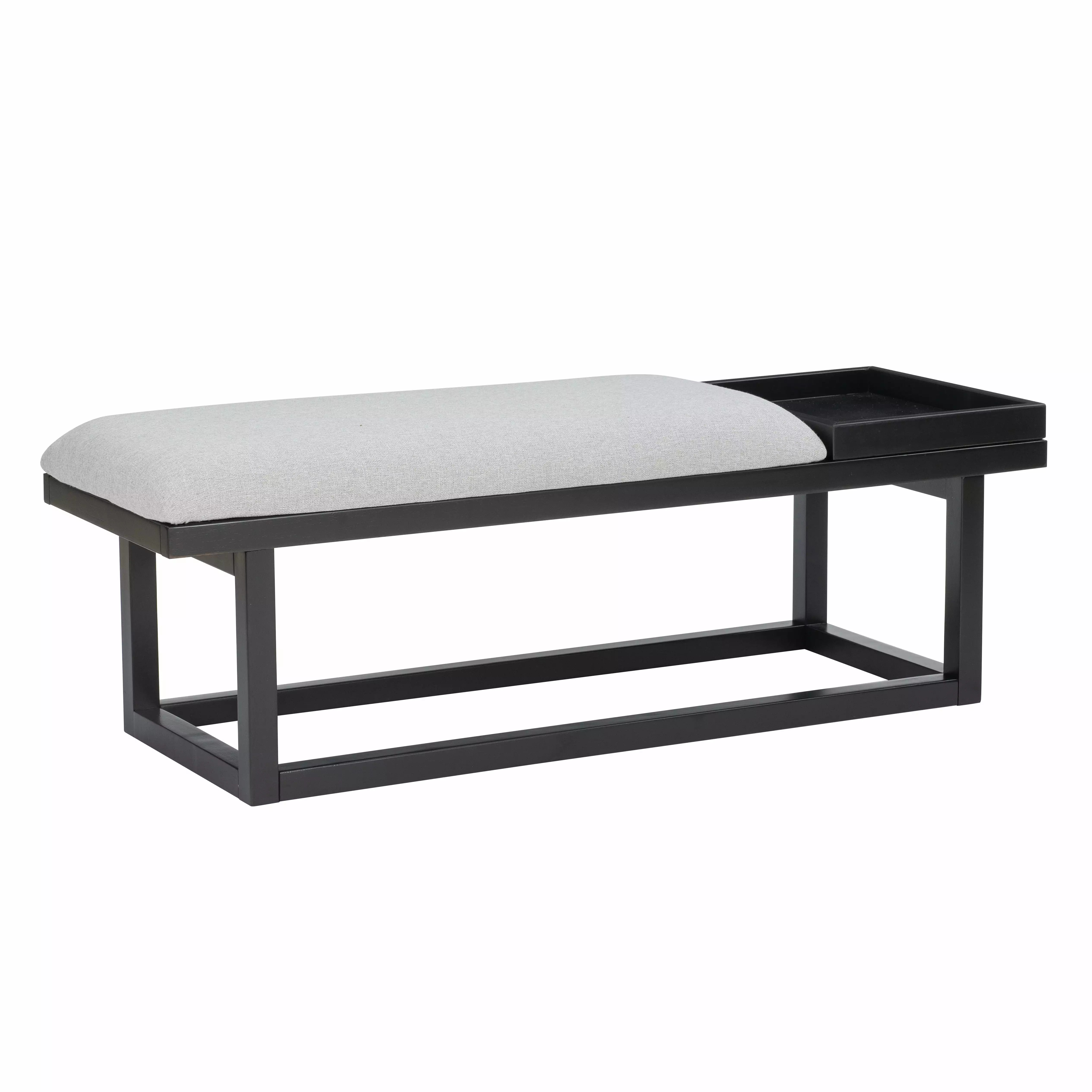 Linon Mickle Indoor Wood Bench Tray Black and Gray Benches