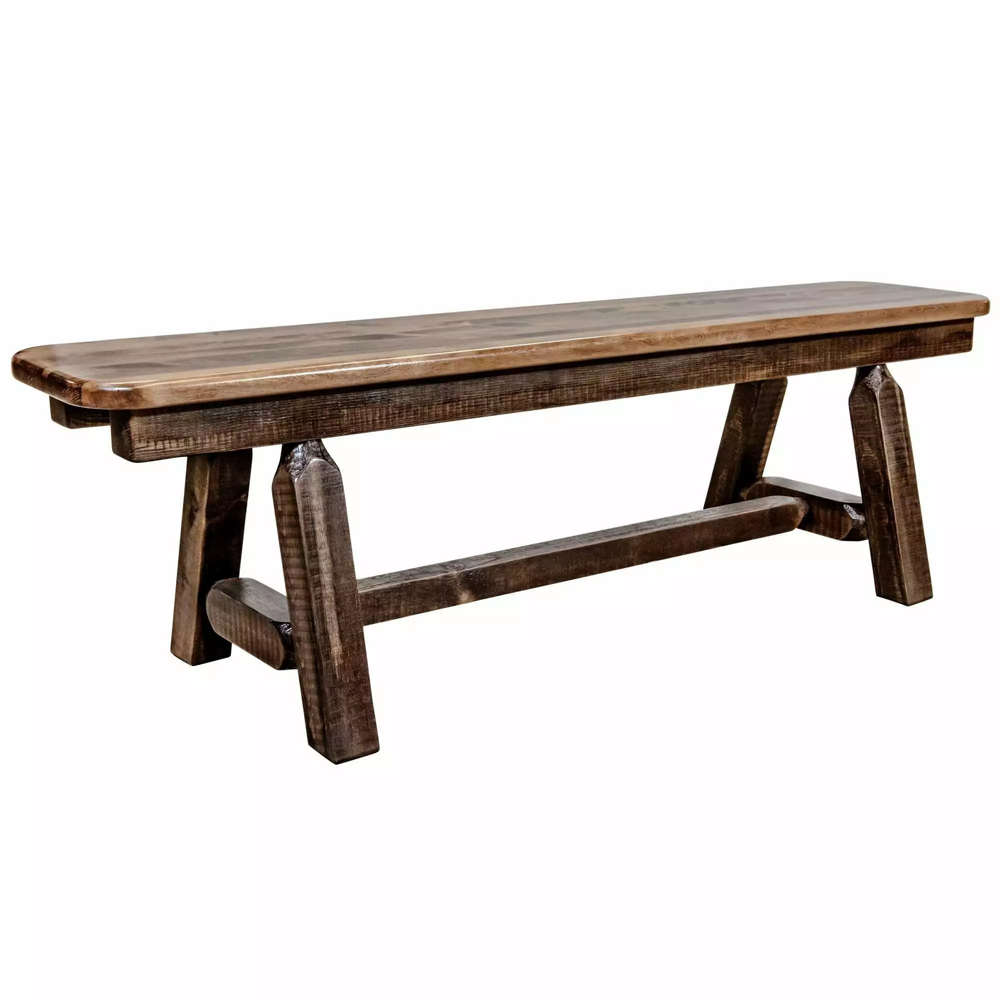 Homestead Collection Plank Style Bench 5 Foot Stain & Clear Lacquer Finish Benches Montana Woodworks