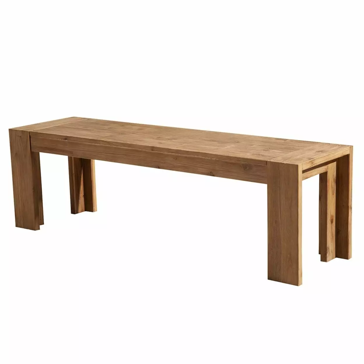 Solid Acacia Wood Bench Bracket Legs Brown Dining or Entryway Benches Saltoro Sherpi