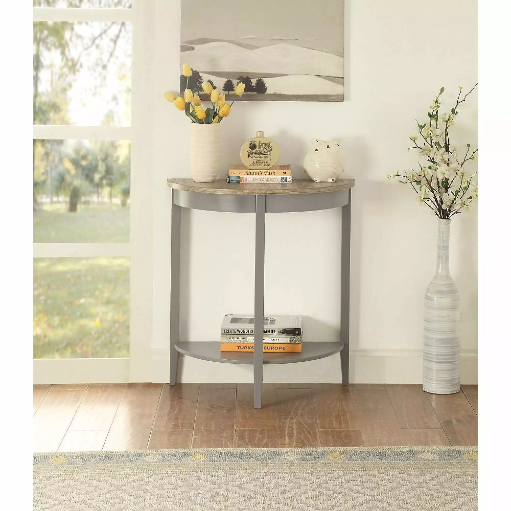 Miekor Furniture Justino Console Table Gray Oak & Gray Console
