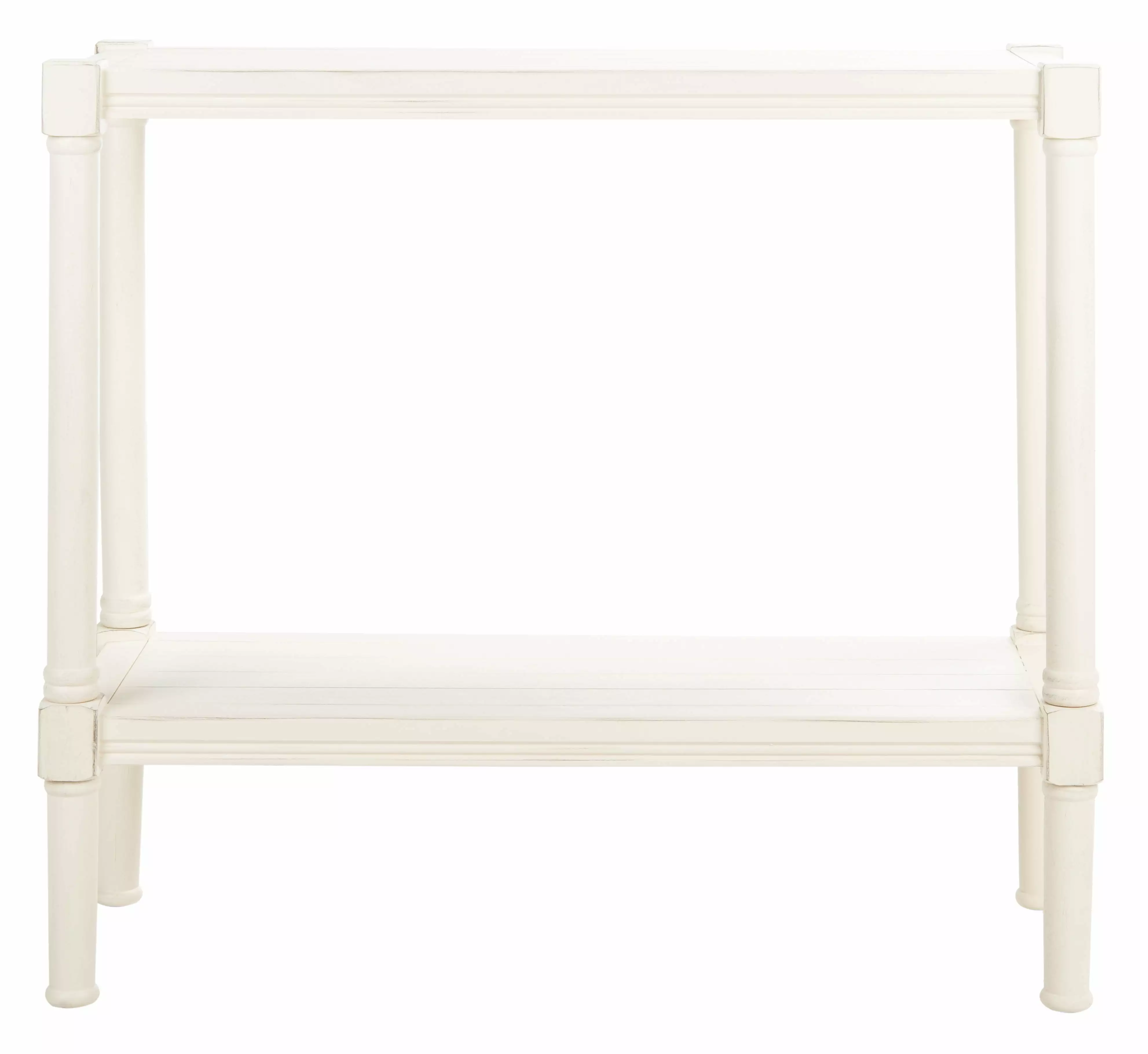 SAFAVIEH Rafiki 31.5 Inch Distressed White Wood Console Table Shelf Console