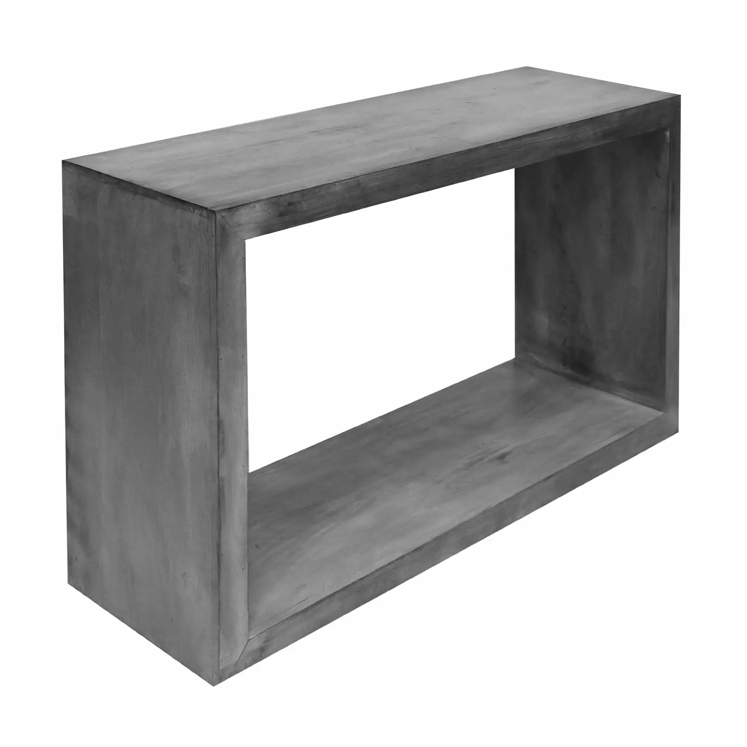 52 Cube Shape Wooden Console Table Open Bottom Shelf Charcoal Gray Console Saltoro Sherpi