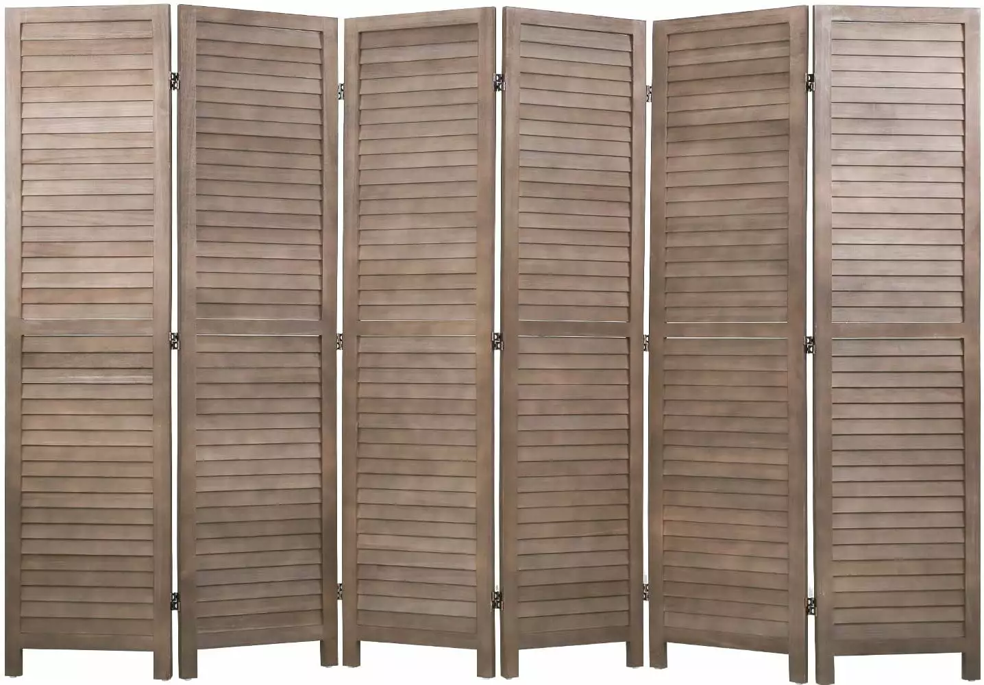 FDW Wood 6 Panel Room Divider Privacy Screen 69 Tall Light Brown