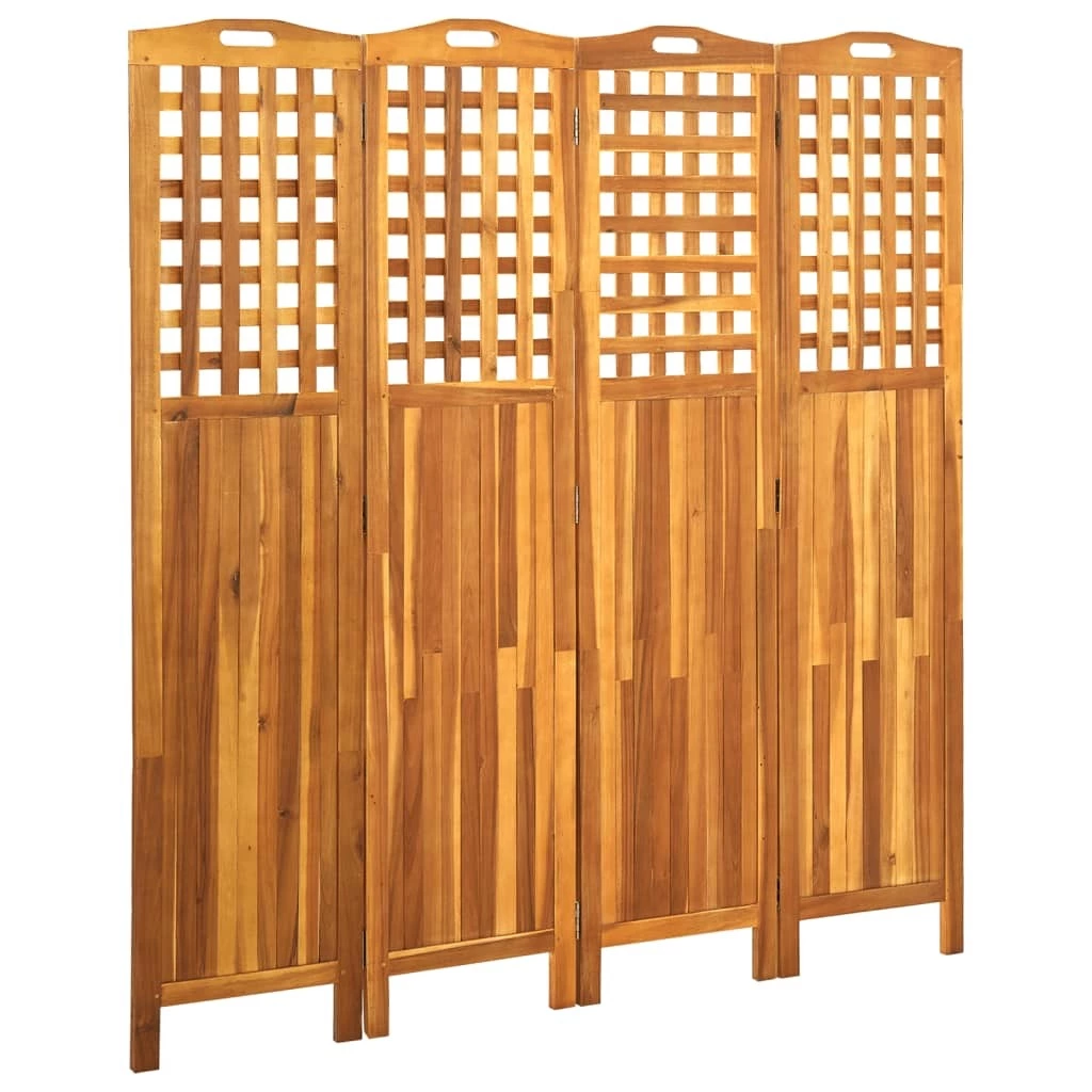 vidaXL 4-Panel Room Divider 63.4x0.8x66.9 Solid Acacia Wood Privacy Screen HomeLife Company