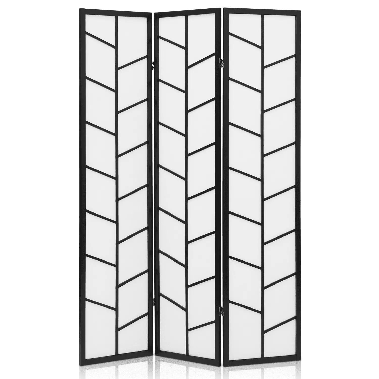 MoNiBloom 3-Panel 5.8FT Black Wood Folding Room Divider Privacy Screen