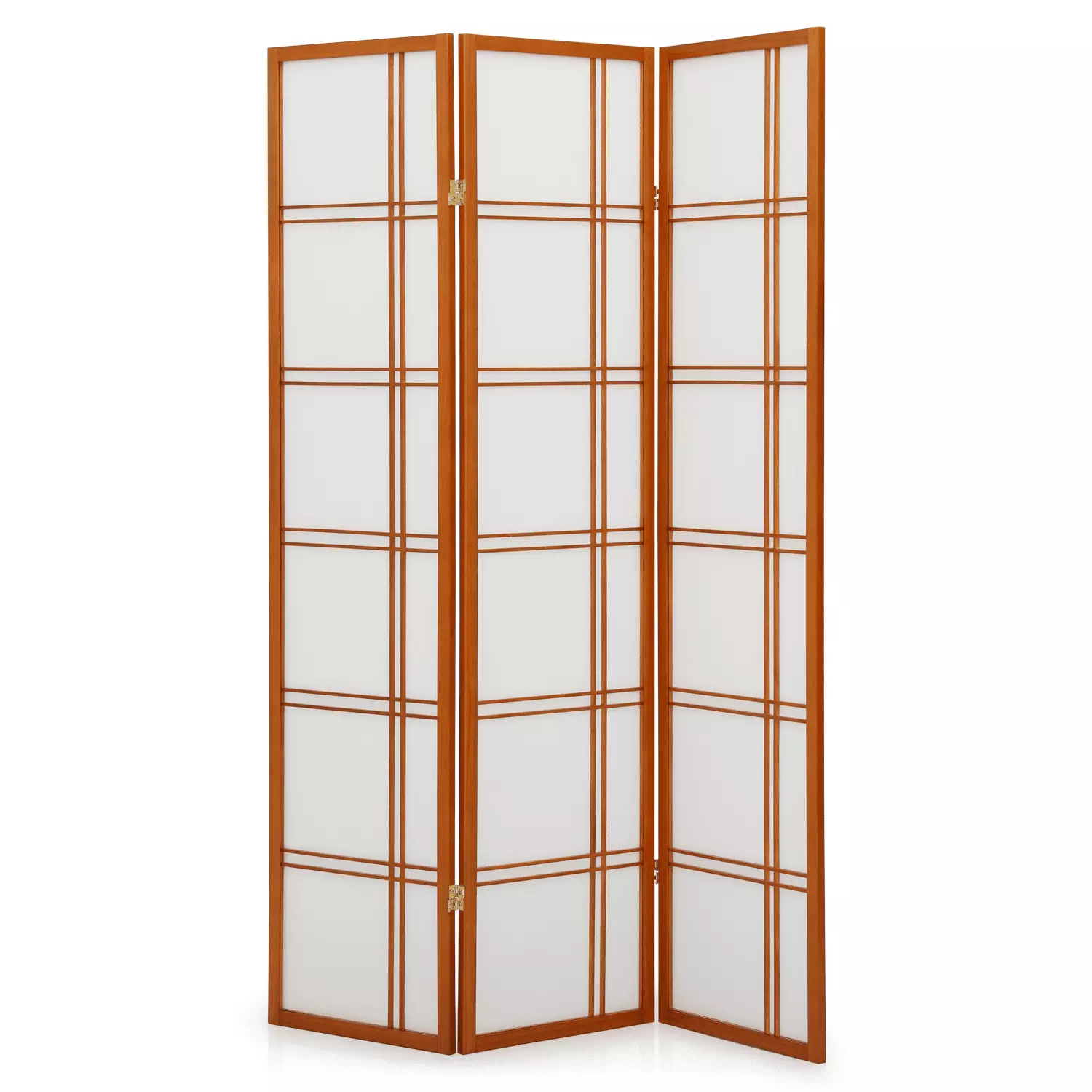 MoNiBloom 3 Panel Foldable Wood Room Divider 5.8 ft Tall Walnut Partition Wall Privacy Screen
