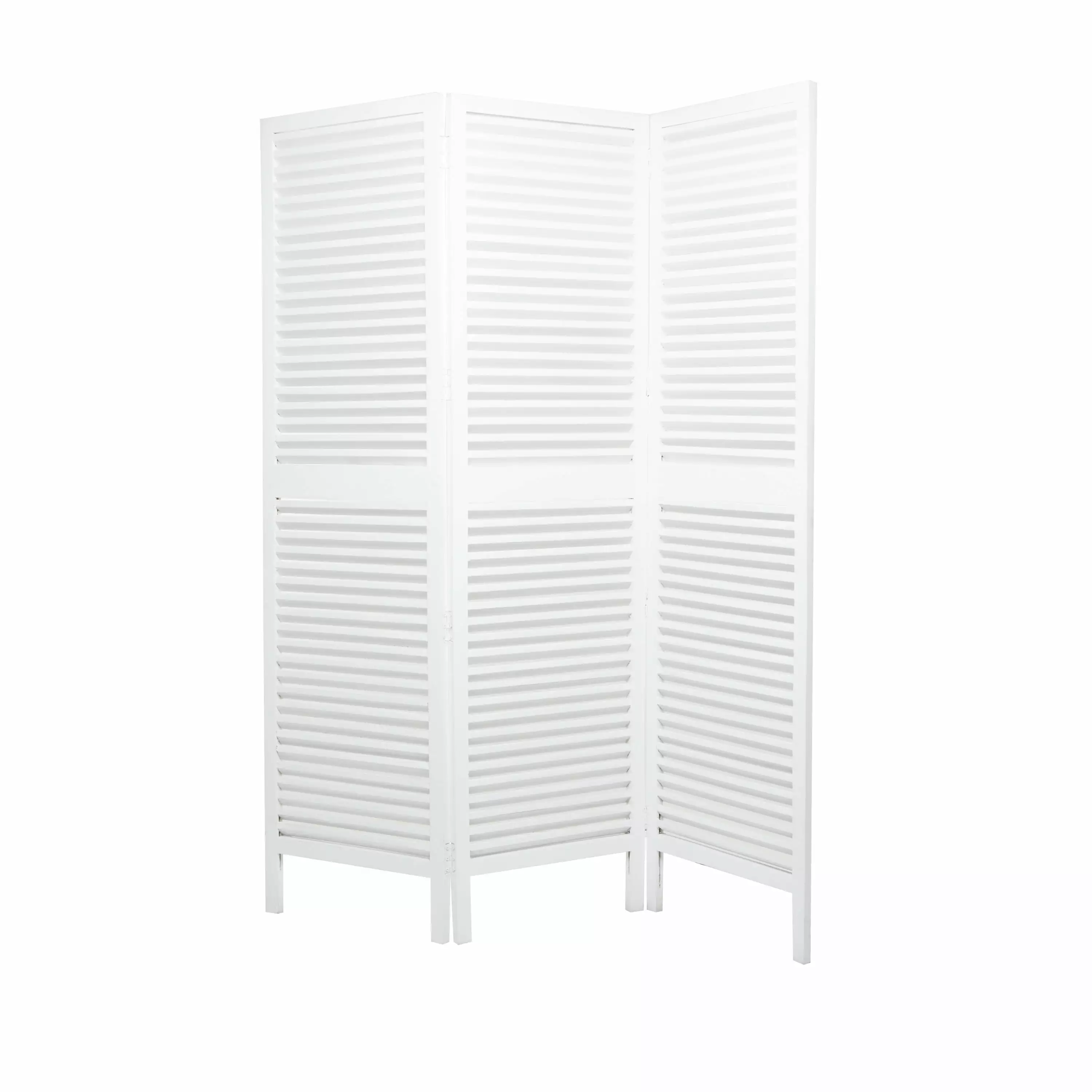 DecMode 60x72 White Wood Hinged Foldable Partition 3 Panel Room Divider