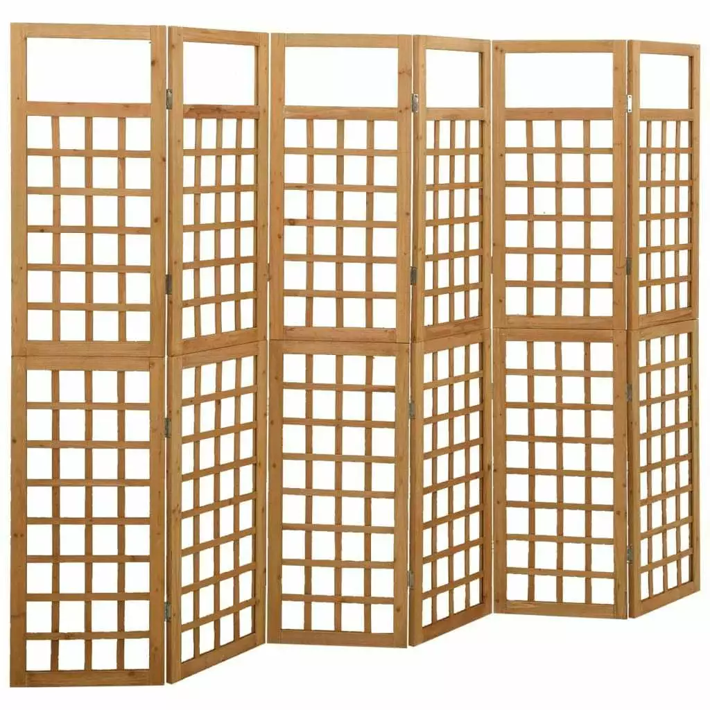 vidaXL 6-Panel Room Divider Trellis Solid Fir Wood 95.5x70.9 Inches Garden Privacy Screen HomeLife Company