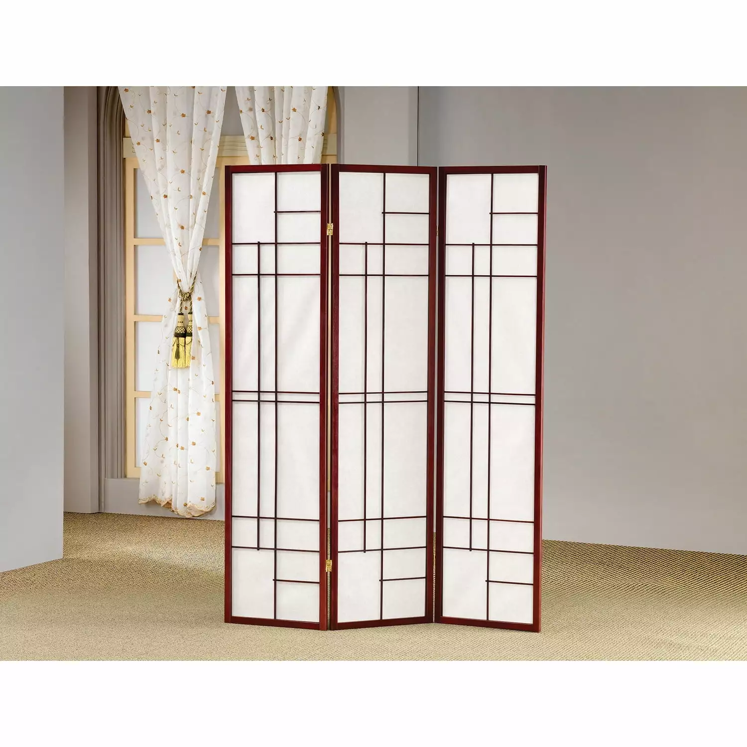 Timeless 3 Panel Wooden Folding Screen Room Divider Brown Freestanding Partition Benzara