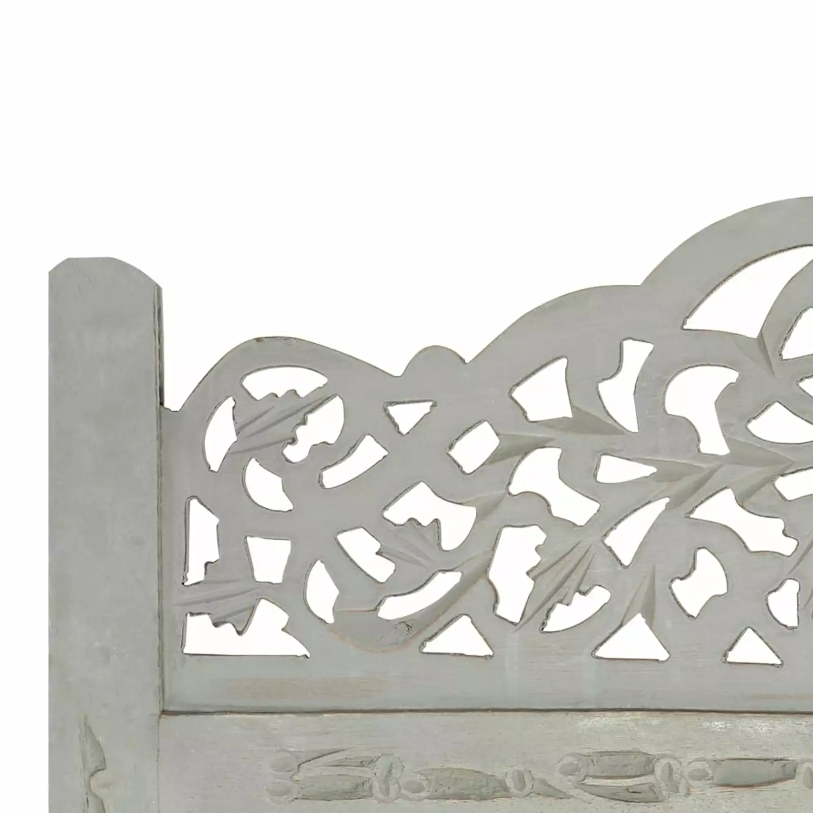 Vidaxl Hand Carved Wood Screen Divider - 4 Panel Wooden Room Partition 63x65 Irfora