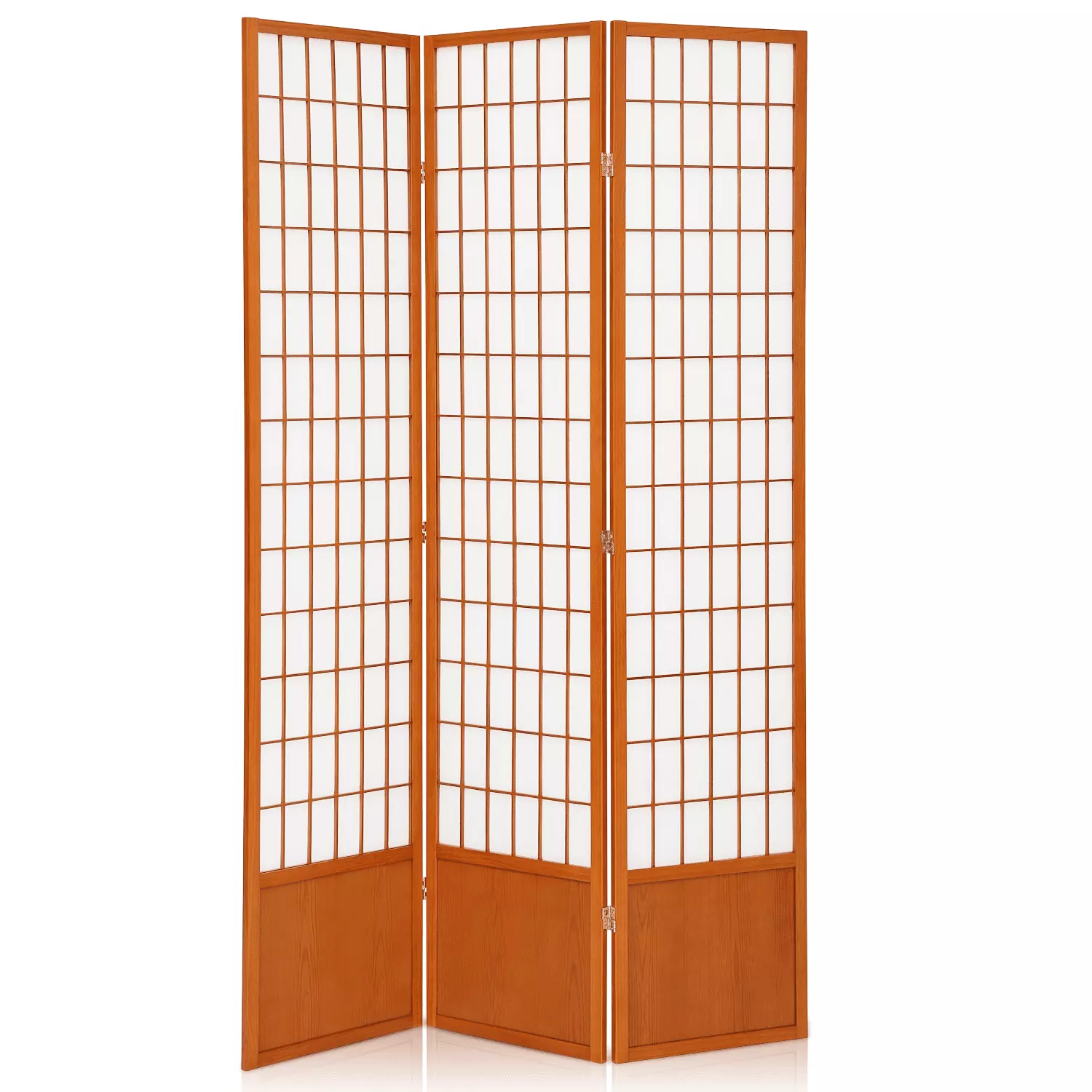 Magshion 3 Panel Folding Wood Room Divider 6.5 ft Tall Walnut Privacy Screen