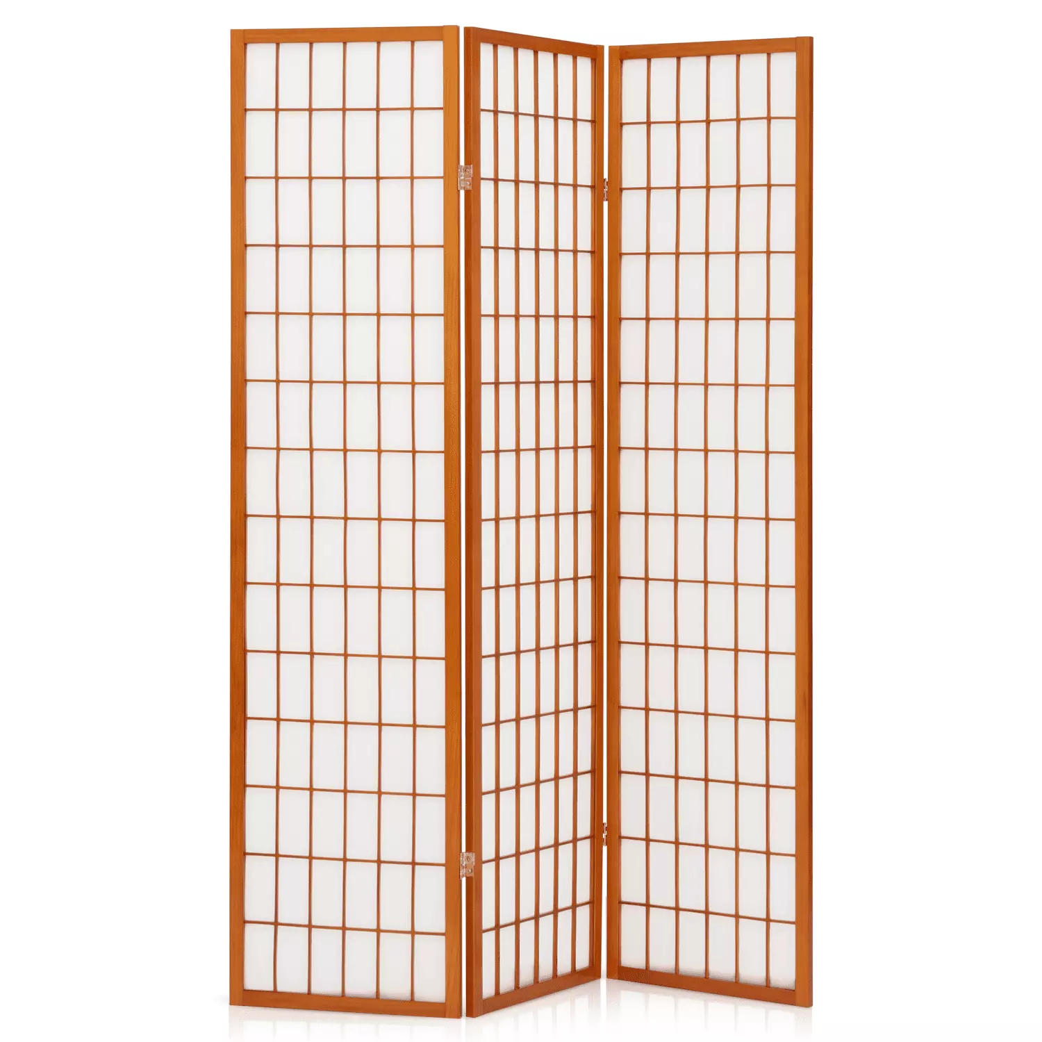 MoNiBloom 5.8 ft Tall Wood Partition Wall Foldable Room Divider 3 Panel Walnut