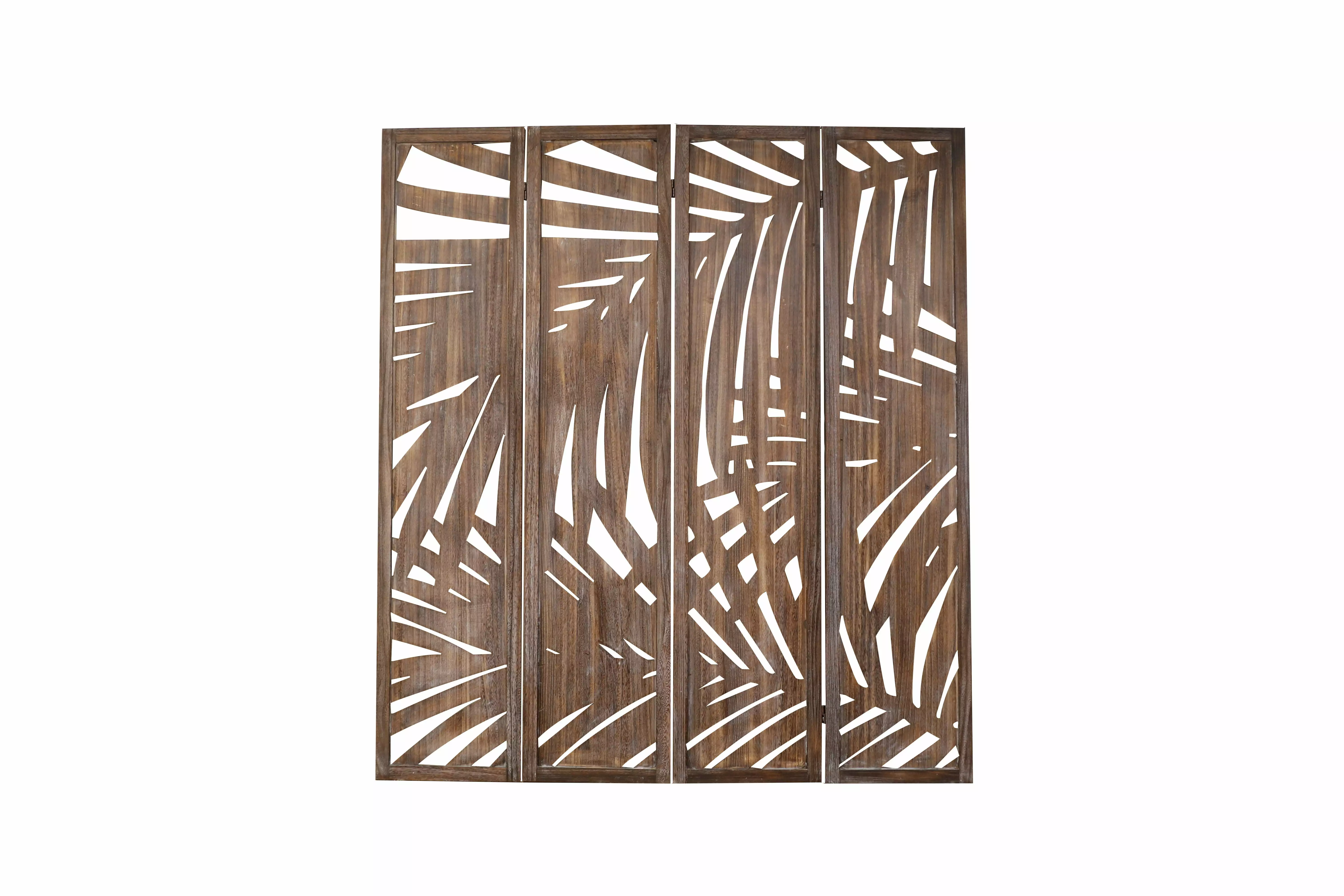 Proman Products Palm Spring 4 Panel Folding Screen Natural Wood Torch Carbon Finish 60x67 Inches