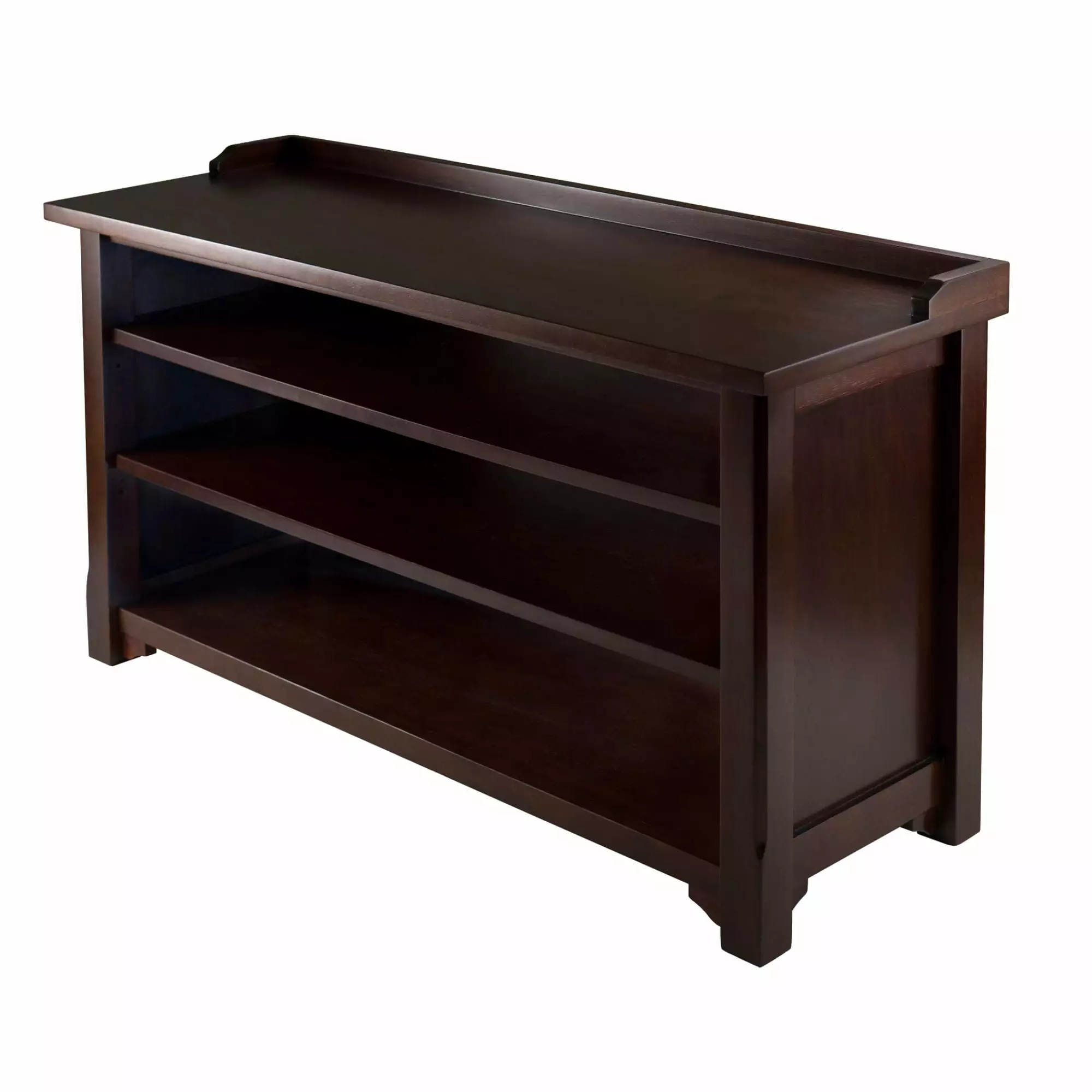 Contemporary Home Living 22 Antique Brown Walnut Storage Hall Bench Shelves Benches