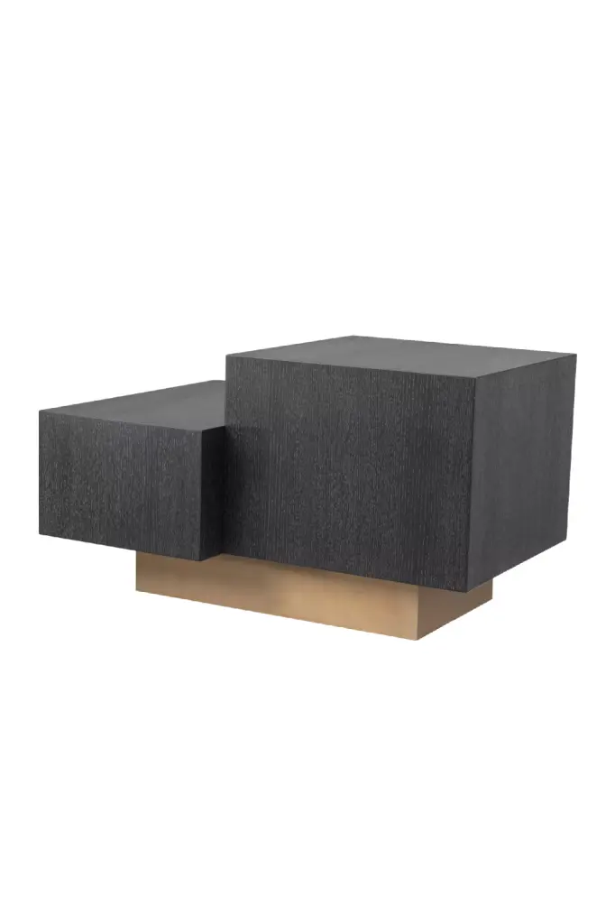 Geometrical Oak Veneer Side Table Eichholtz Nerone Scandinavian Style