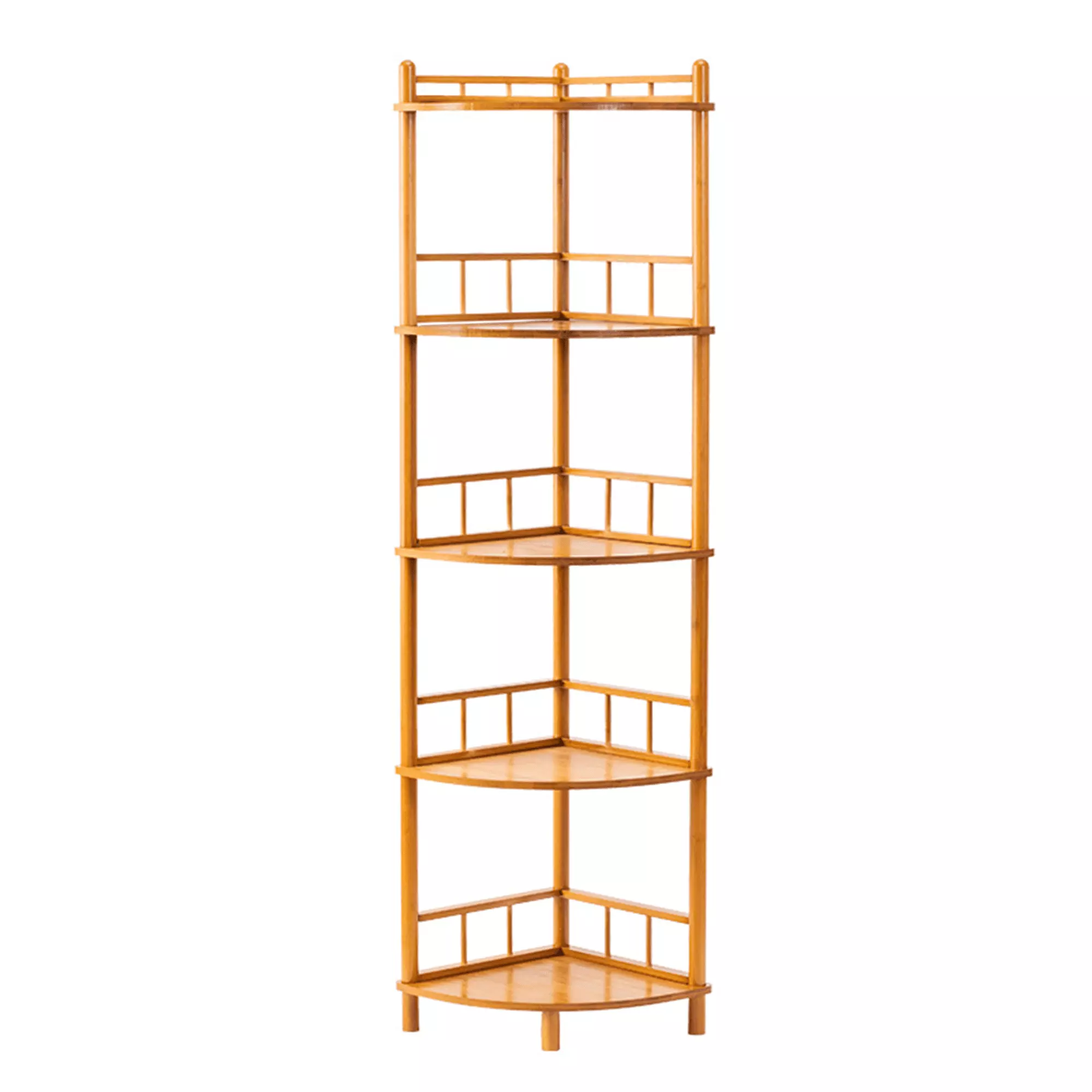 5-Tier Corner Shelf Wooden Corner Bookshelf Display Shelf Living Room Home Office Tall Corner Shelf Indoor Plant Stands Ou...