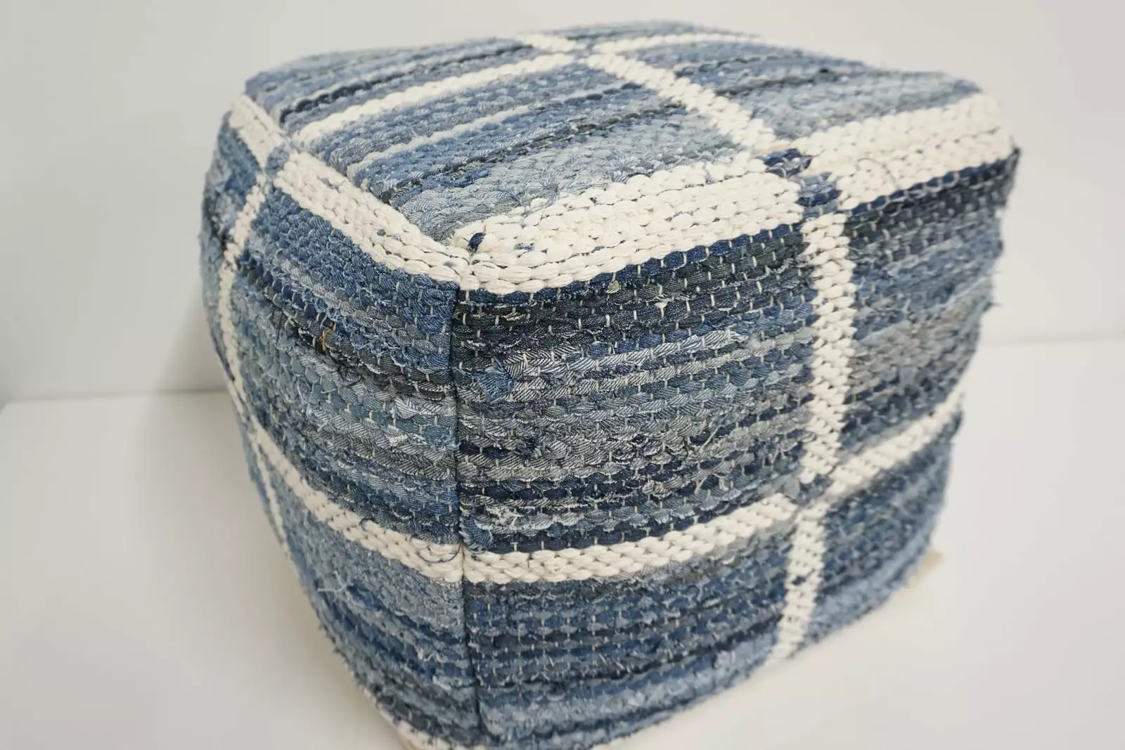 Home&Manor Wool Cotton Marinez Cube Pouf