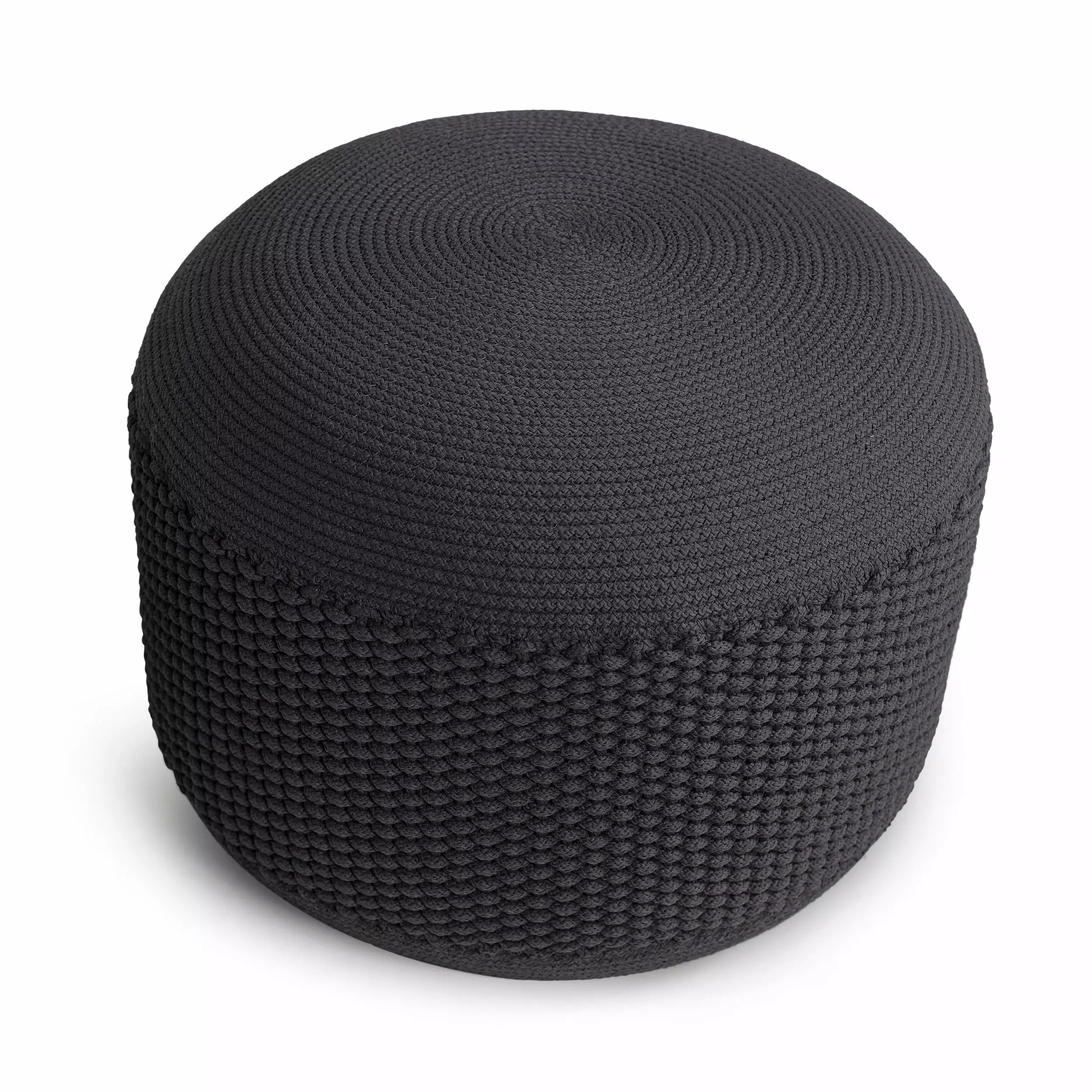 BirdRock Home Woven Knitted Grey Pouf Indoor Outdoor Boho Decor