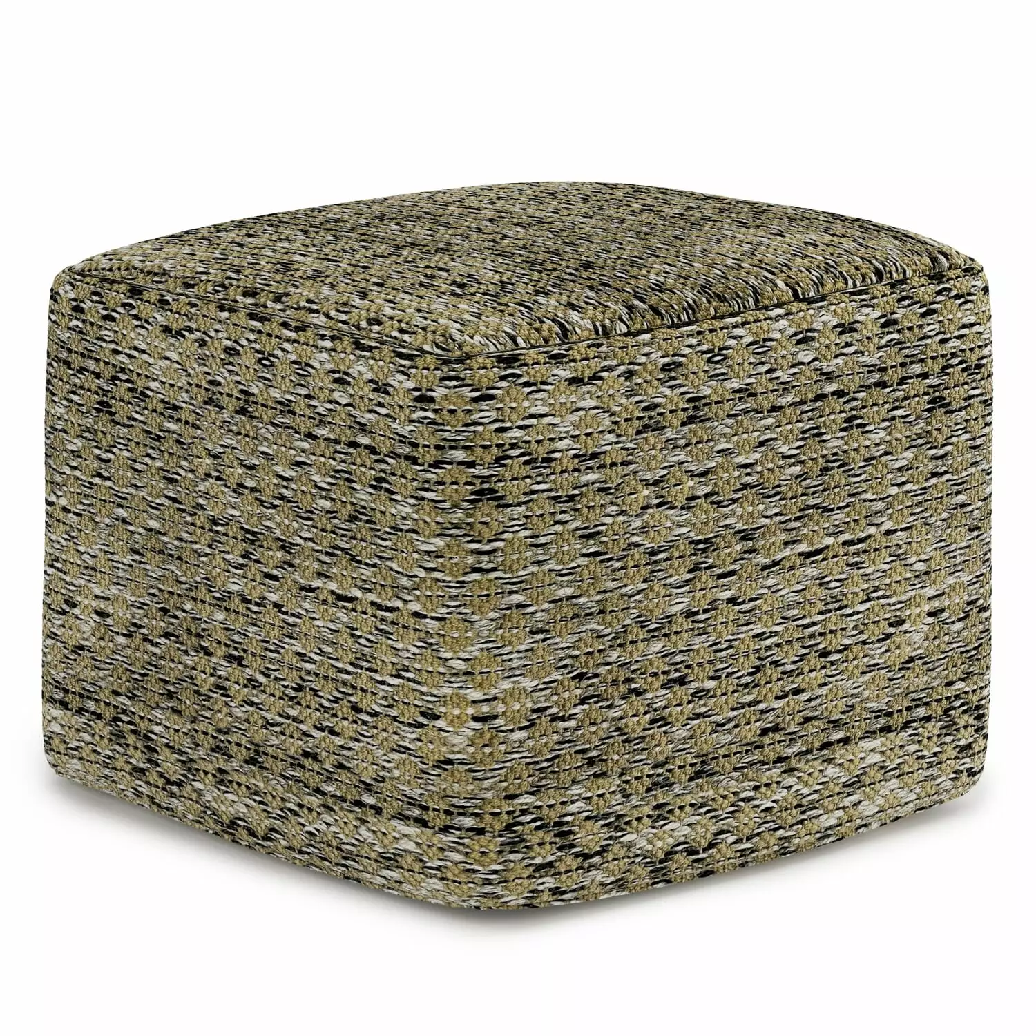 Simpli Home Janelle Boho Square Woven Pouf Home Decor