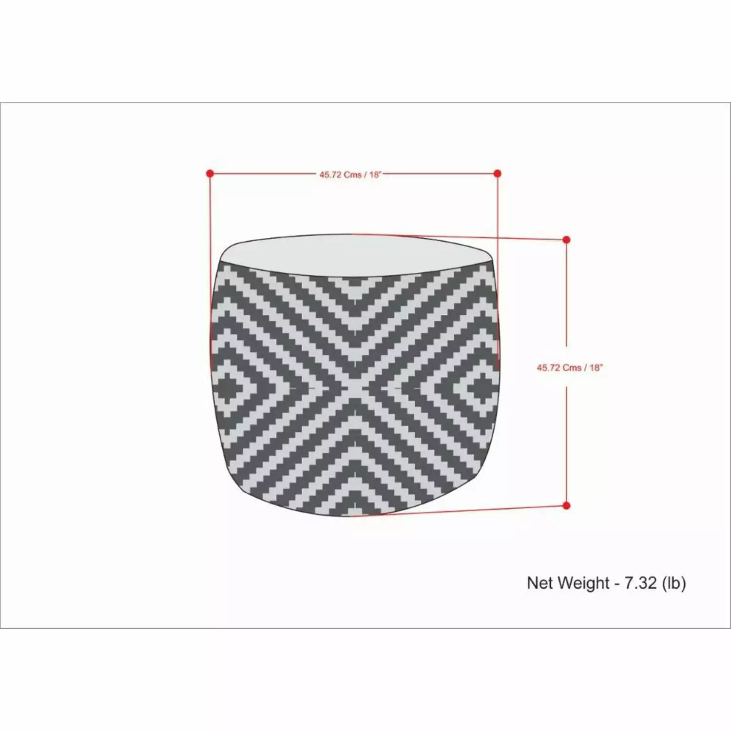 Simpli Home Kent Contemporary Round Woven Outdoor Indoor Pouf Grey and Yellow Recycled PET Polyester