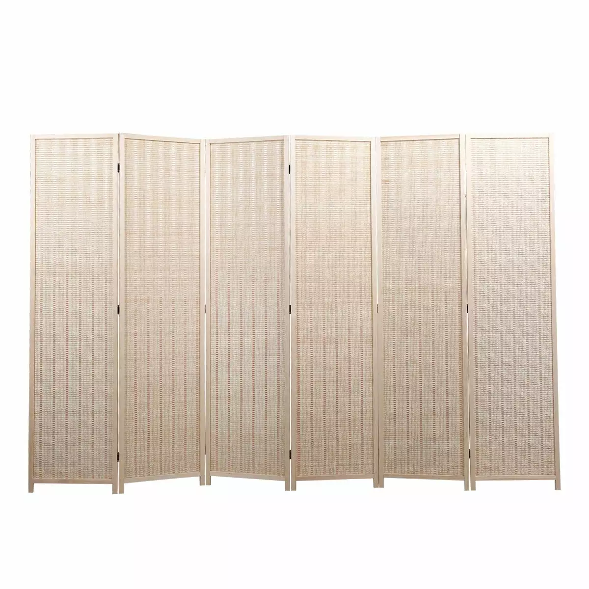 Cfowner Vintage Style 6-Panel Weaved Folding Screen Natural Color Room Divider
