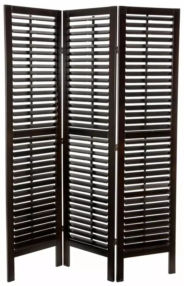 Oriental Furniture 6ft Tall Woven Fiber Room Divider Walnut 3 Panel