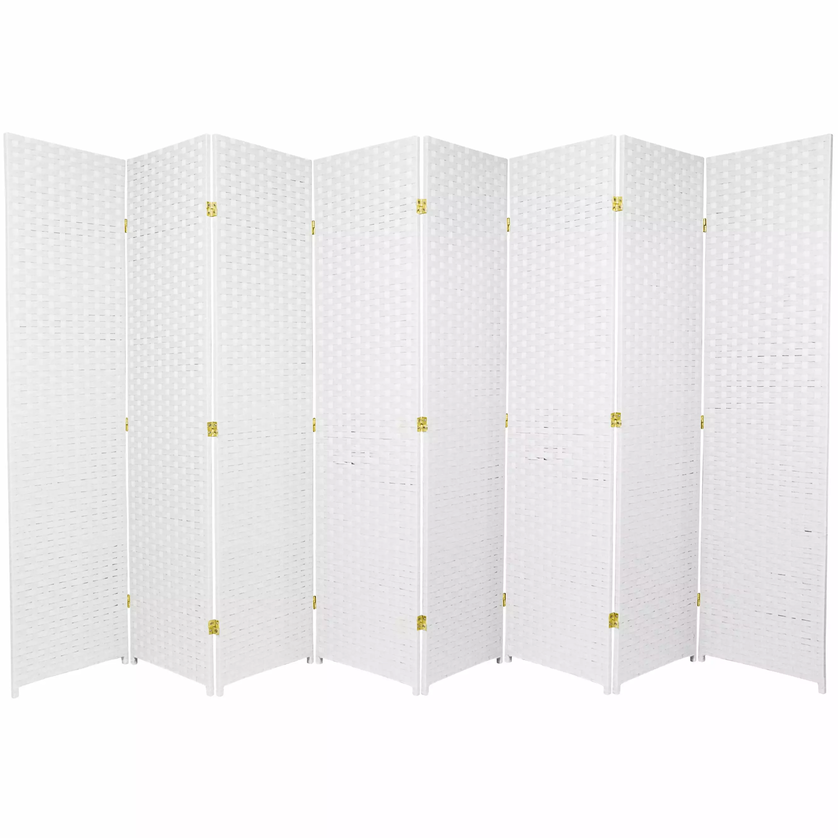 6 ft. Tall White Woven Fiber Room Divider 8 Panel Privacy Screen Oriental Furniture