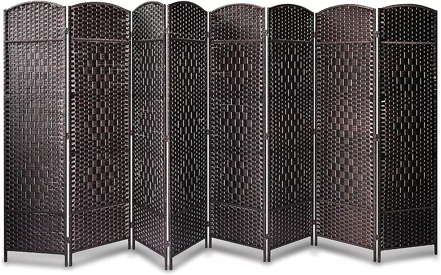 Indoor Decorative 8-Panel Screen - Freestanding Wide Room Divider Double Side Woven Fiber Privacy SereneLife